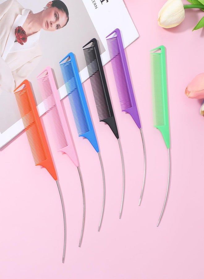 MBAIYO 6 Pcs Rat Tail Combs,C Curved Parting Rat Combs for Hair Styling Tools Hair Styling Parting Brushes Women Barbers - Image 2